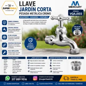 Set x2 Llave de jardín corta pesada metálica cromada de latón con filtro - Controla el flujo de agua en exteriores con máxima resistencia