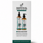 Set de cuidado corporal ArtNaturals con spray de 450 ml y loción de 250 ml de magnesio con aloe vera para aliviar dolores y relajar los músculos.