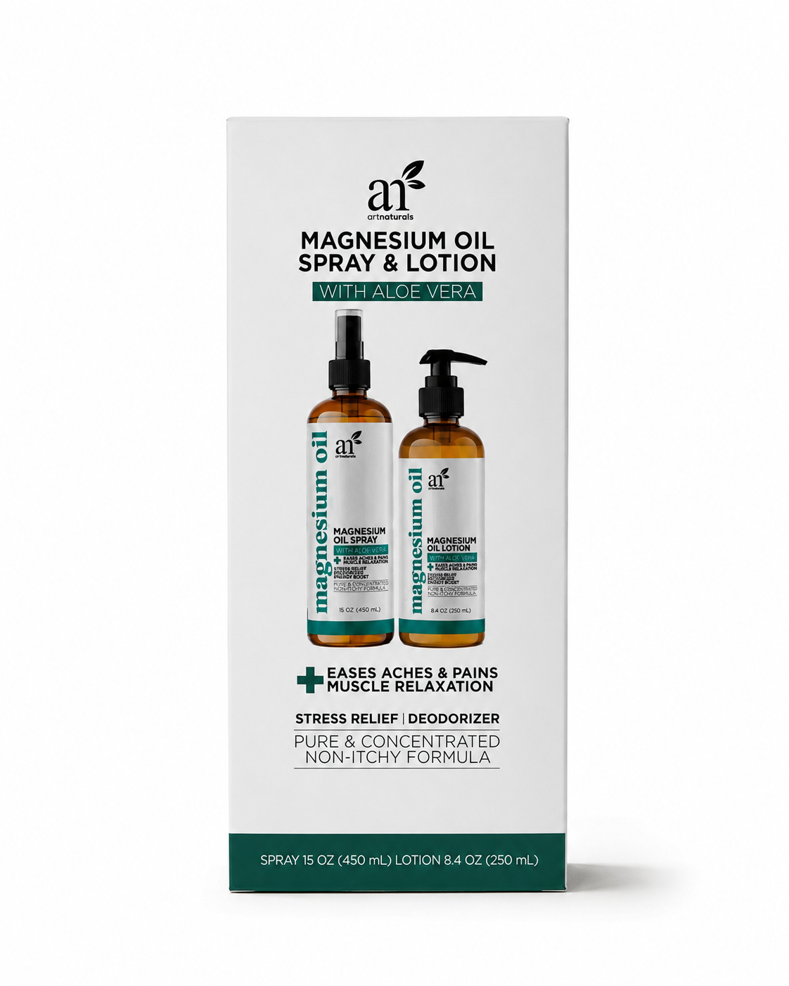 Magnesium Duo Aceite y Crema con Aloe Vera para cuidado corporal - Alivia la tensión muscular y mantiene la piel hidratada diariamente
