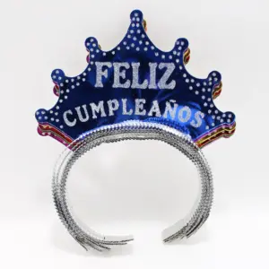 Set x4 Diadema de Feliz Cumpleaños decorativa (16 und) - identifica al festejado con estilo en tus fiestas y sesiones fotográficas
