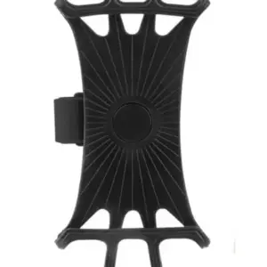 Soporte tipo araña negro para celular con diseño de líneas radiales y brazos flexibles para sujeción en moto.