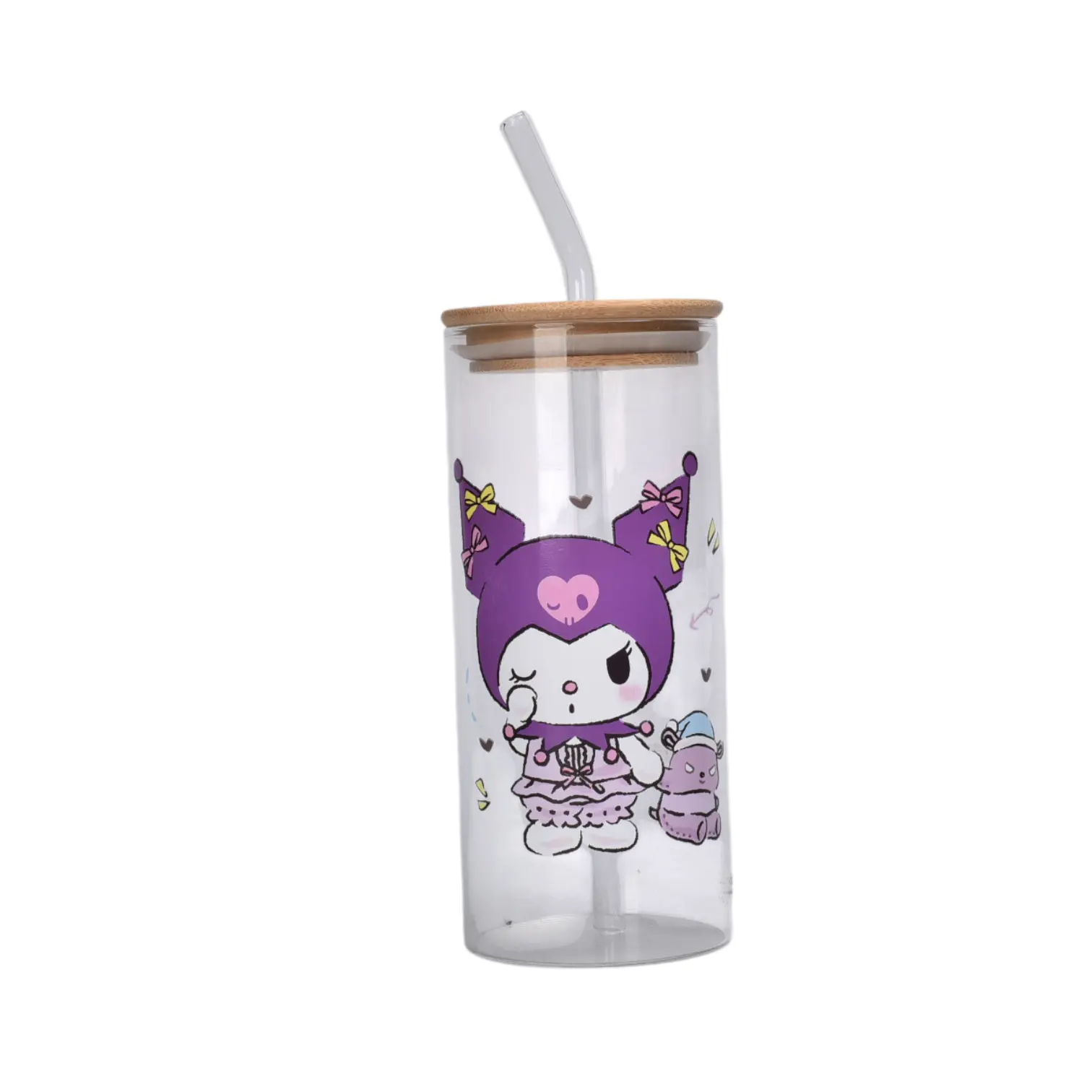 Set x2 Botella de vidrio 400 ml rosada con tapa de bambú y pitillo - Disfruta tus bebidas favoritas con estilo en cualquier lugar - Imagen 4