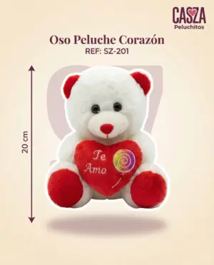 Osito de peluche con corazón suave de 20 cm - Demuestra tu afecto en aniversarios y San Valentín