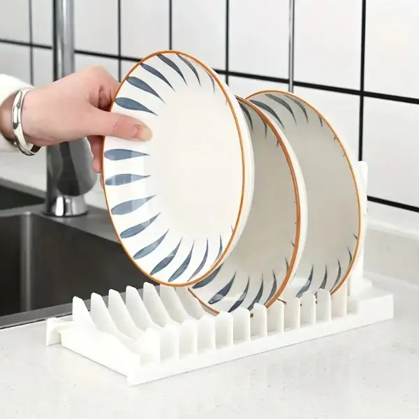 Escurridor de platos plegable de plástico compacto - Optimiza el espacio de tu cocina manteniendo la vajilla seca - Imagen 2