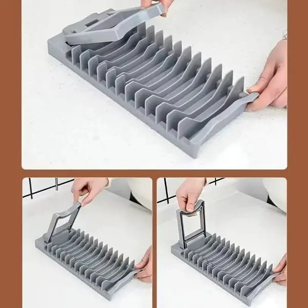 Escurridor de platos plegable de plástico compacto - Optimiza el espacio de tu cocina manteniendo la vajilla seca