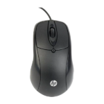 Mouse HP S1 negro cableado USB, diseño ergonómico con rueda de desplazamiento y logotipo de la marca.