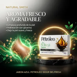 Set x4 Jabón azul petróleo de glicerina Belfresh 100g - Limpia profundamente y mantiene tu piel suave