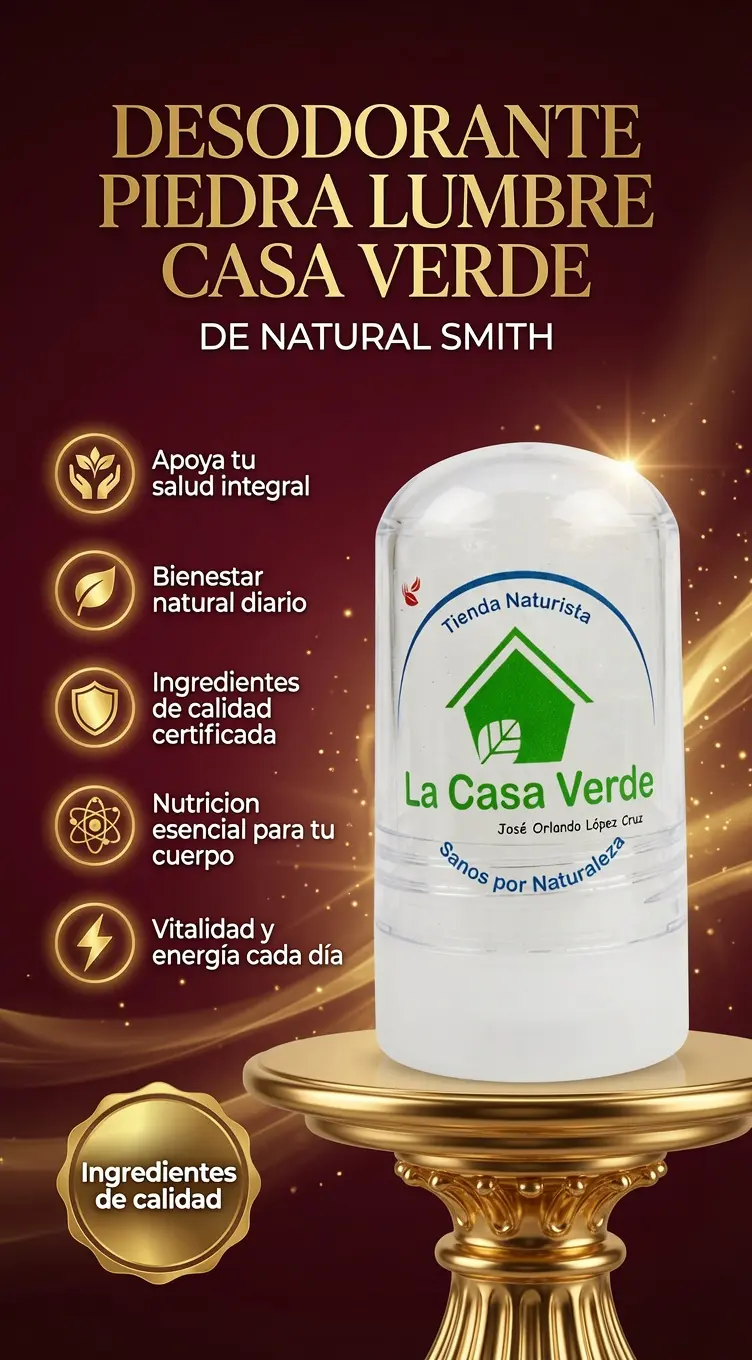 Desodorante Piedra Lumbre Natural Smith Casa Verde - Neutraliza el mal olor corporal sin bloquear tus poros - Imagen 2