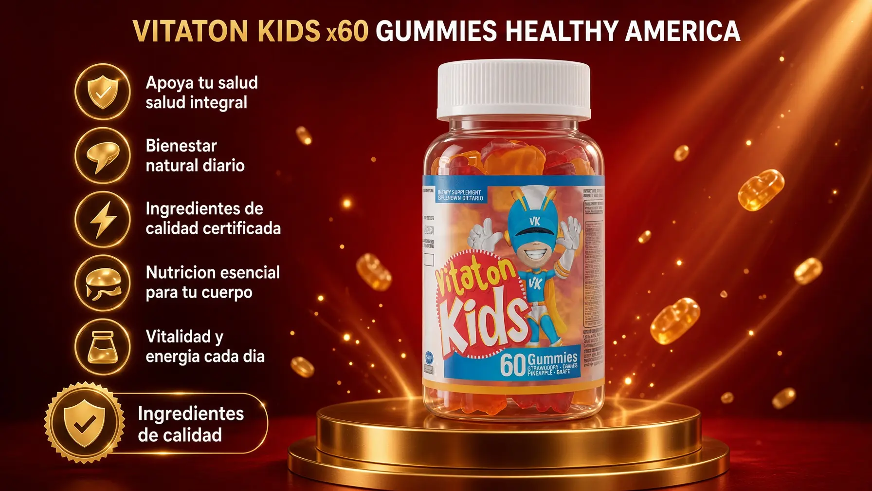 Vitaton Kids 60 Gomitas Suplemento Nutricional - Apoyan el bienestar diario y la vitalidad de los niños - Imagen 2